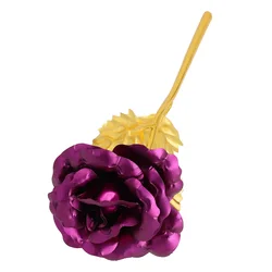 24K Gold Foil Multi - Color Artificial Rose - Elegant Floral Décor (Purple)