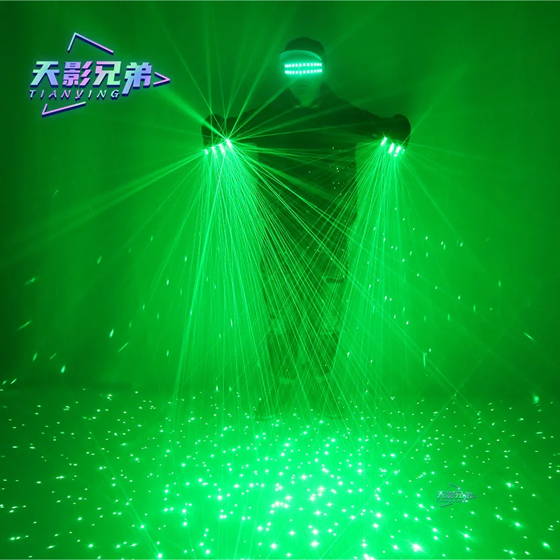 Green laser gloves LED luminous glasses DJ bar street dance luminous gloves dance show stage performance party props luminous gloves