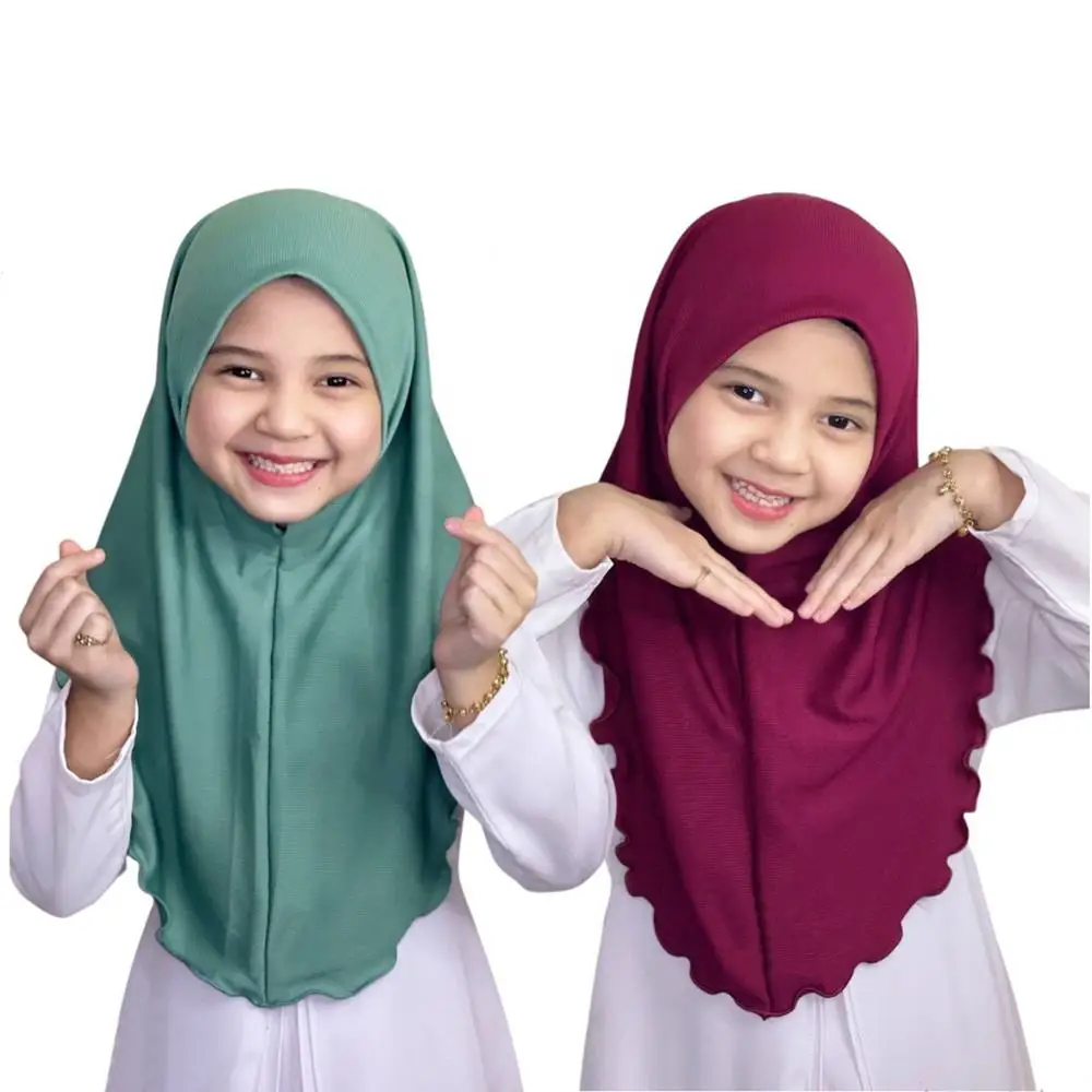 Children scarf muslim hijab women shawl Ramadan hijabs scarf for kids girl 7 to 12 years old Muslim Islamic shawls soft stretch headscarf Malaysia girl children hijabs
