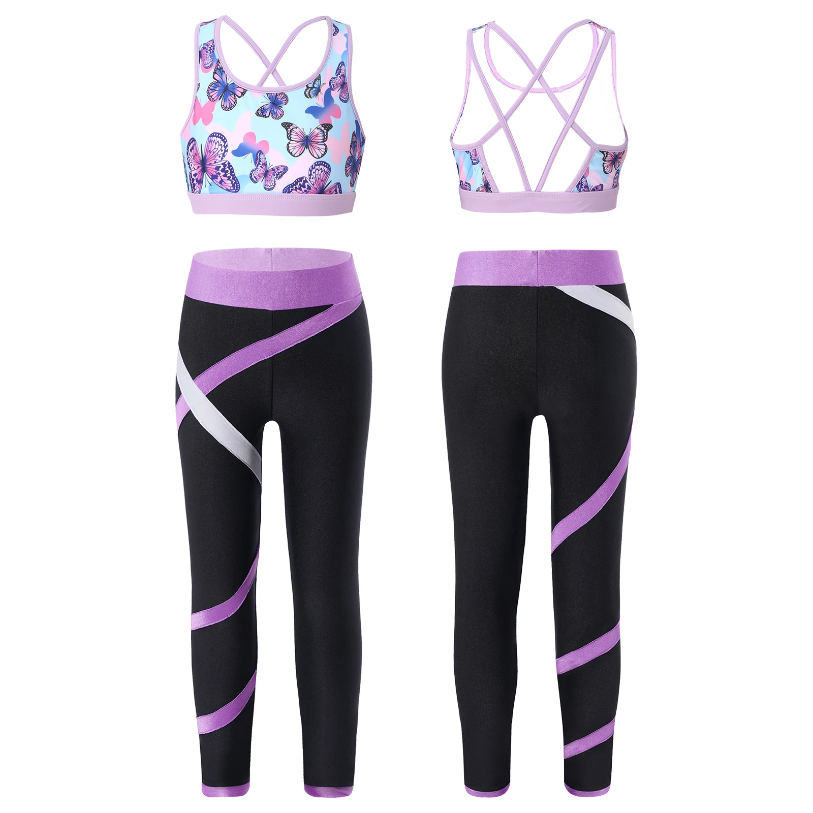 Kids Clothing Set Kids Clothes girls Sport sets Yoga Tracksuits Girls Clothing Sleeveless Gym Crop Top child High Waist Fitness Gym Leggings Pants