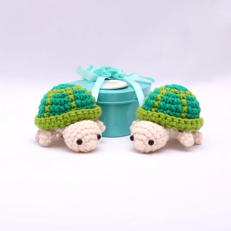 Cute Handmade Crochet Turtle Doll Pendant Small Sea Turtle Knitted Keychain Colorful Car Backpack Hanging DIY Keychain