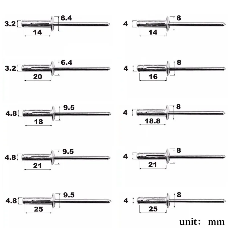 Aluminium Flange Head Blind Rivets Pull Pop Nail Rivet Fasteners 3.2mm 4.0mm 4.8mm 50pcs rivets and fasteners