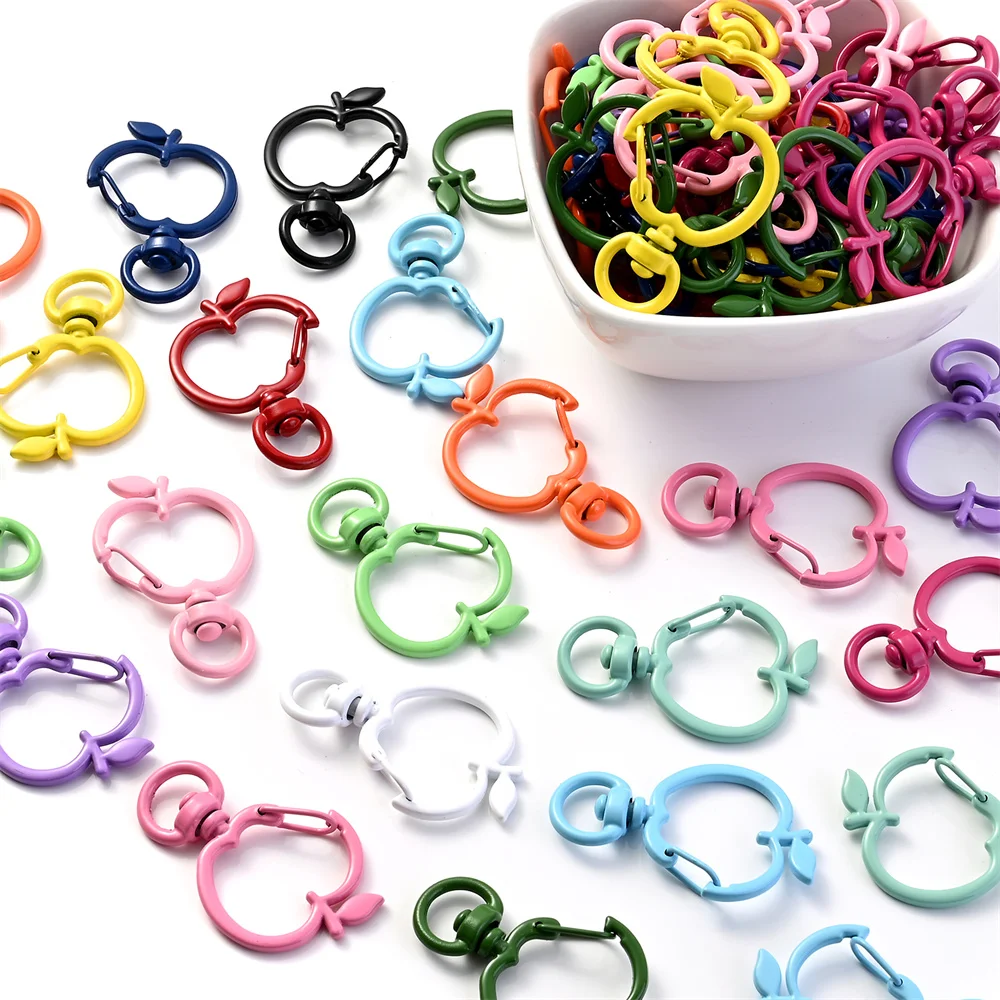 Set of 5 Apple-Shaped Snap Buckles with Lobster Clasps