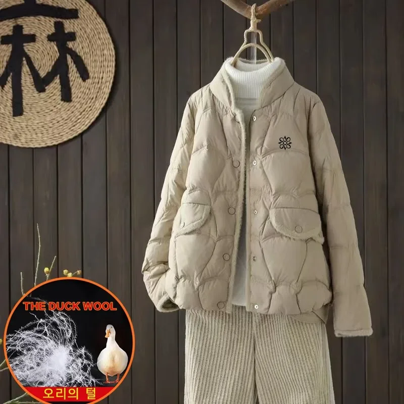 

Korean down jacket Women's Golf Coats warm Thicken fashion Stand collar Golf Apparel winter White duck down ladies golf Clothing