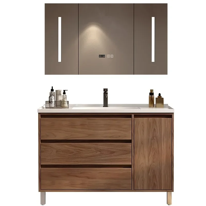 New Chinese floor-to-ceiling simple bathroom cabinet, ceramic integrated basin, combined washbasin, washbasin
