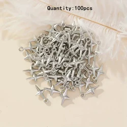 100pcs Shining Star Charms for Jewelry Making, Antique Silver Finish (Mix)