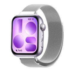 Elegant Metal Milanese Loop Strap - Magnetic Lightweight Bracelet Band - Huawei Fit 4 Pro (Silver)