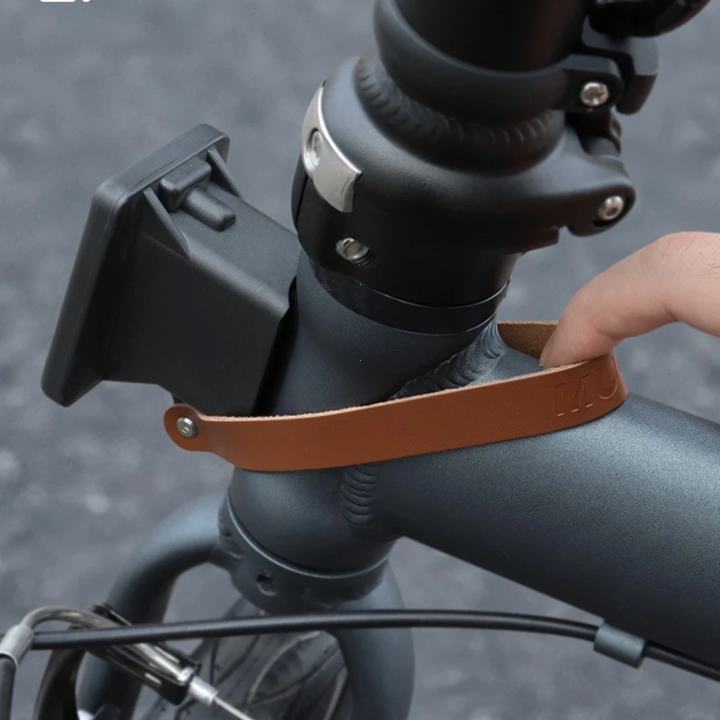 프론트 백 퀵 릴리스 소가죽 핸들 당김 링 Brompton 접이식 자전거 가방 캐리어와 호환 가능