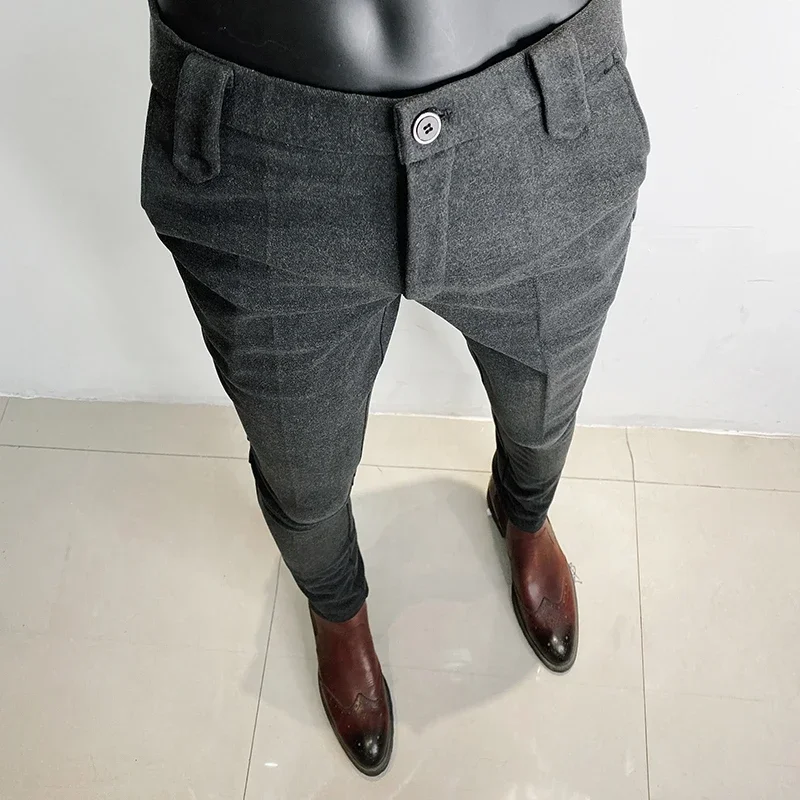Hot Sales Men Pants Slim Fit Men 2024 Spring Casual Pants Streetwear Men High Quality Black Gray Dress Suit Trousers