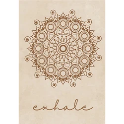 Tranquil Mandala Yoga Canvas Art - Beige Bohemian Line Flower Poster - 40x60cm No Frame (YELLOW)