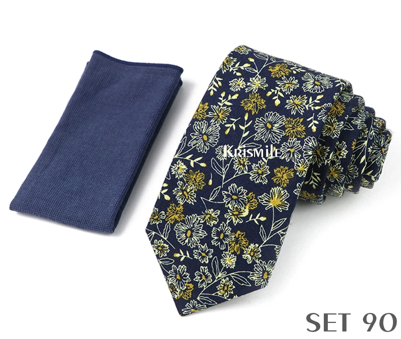 Neuheit Blumen Baumwolle Krawatten für Männer dünn lässig schmale Krawatte Krawatte Tasche quadratischen Anzug Set Hochzeits feier täglich tragen Accessoires – Detail 37
