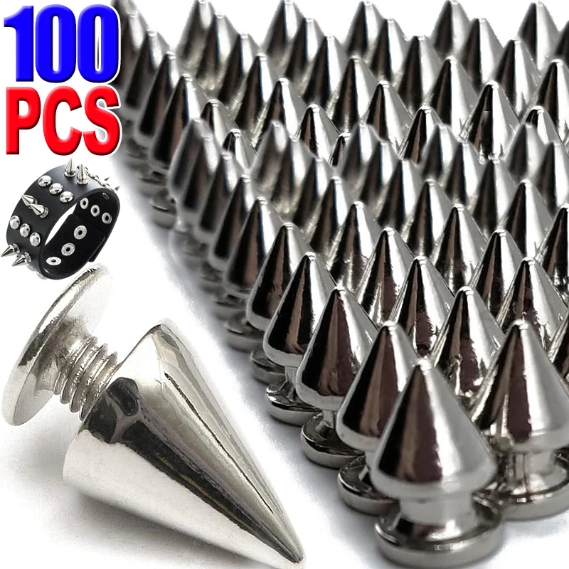 

10/100PCS DIY Silver Cone Studs Spikes Metal Double Cap Rivets Stud Round Nail Rivet DIY Clothes Shoes Bag Accessories Wholesale