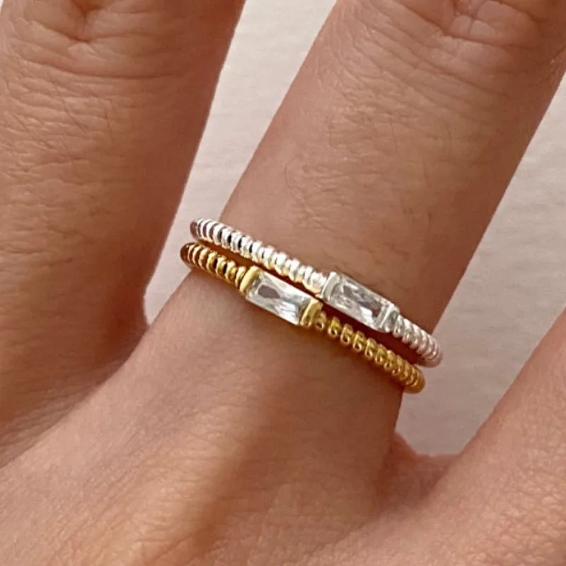 Dating-Ring aus 925er-Sterlingsilber, quadratischer Zirkon, Ringe für Damen, Verlobung, elegante Party-Schmuck-Accessoires, Großhandel mit Schmuck