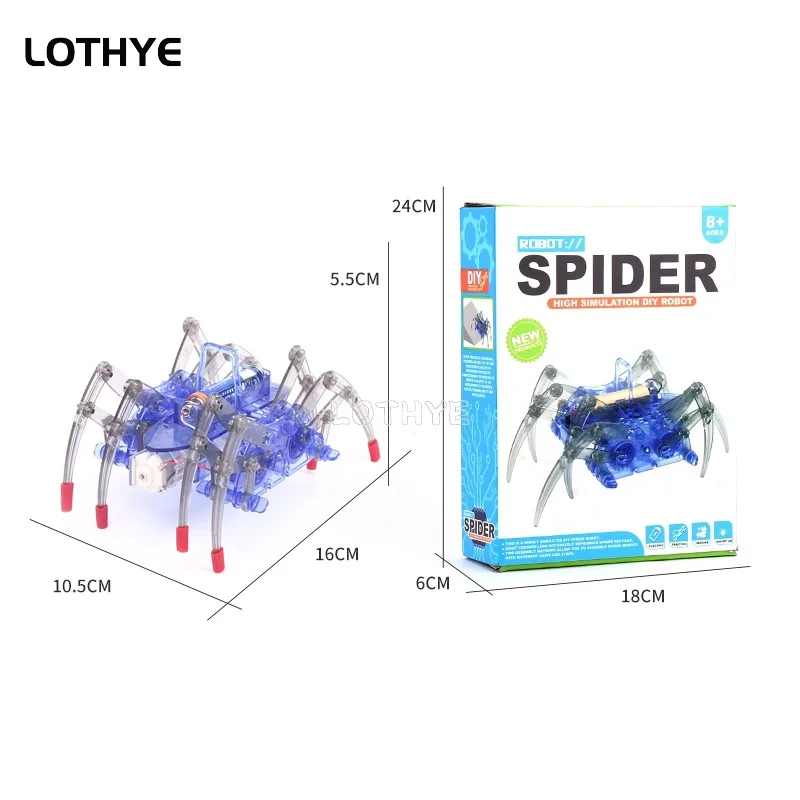 DIY Electric Spider Robot Puzzle Toy Electric Crawling Animal Science Education STEM Toy Model Electronic Pet Gifts For Children