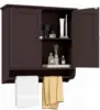 Bathroom Cabinet Wall Mounted, Bathroom Medicine Cabinet with Bar&Double Door&Adjustable Shelf, Over The Toilet Storage Cabinet 2
