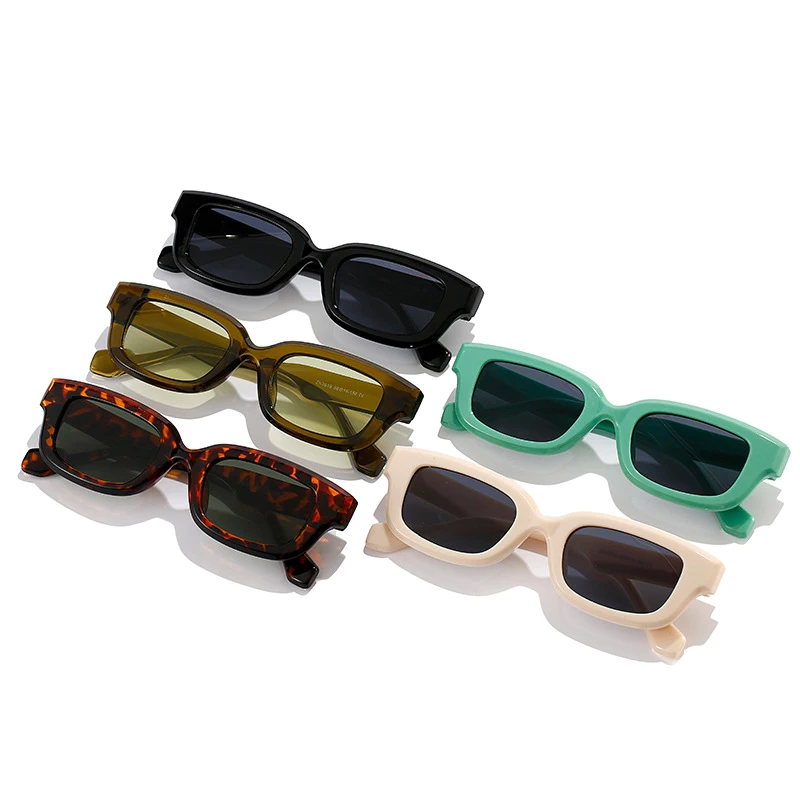 SO&EI Retro Small Rectangle Sunglasses Women Candy Colors Shades UV400 Square Men Sun Glasses_voghion.com