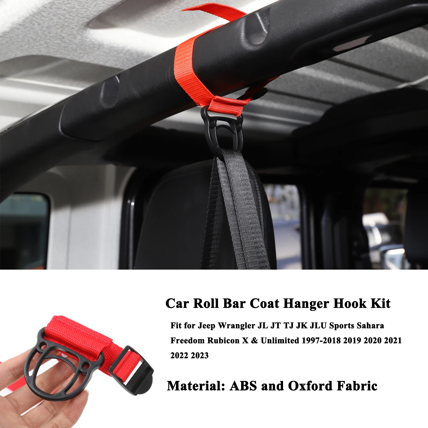 Roll Bar Clothing Hanger Hook Kit for Jeep Wrangler CJ YJ LJ TJ JK