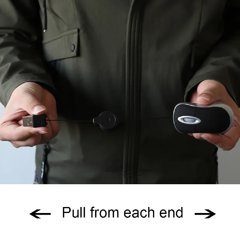 Mini Portable Wired Retractable Mouse Computer Mause Small Hand USB Optical 1000 DPI Office Mice for PC Laptop Notebook for Kids - 2