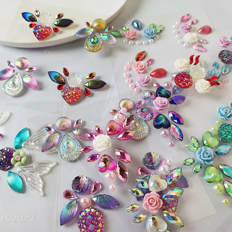 

3D Face Tattoo Stickers Between The Eyebrows Rhinestones Decoration Sticker Shiny Jewels Body Art Stage Makeup Decoration Tool