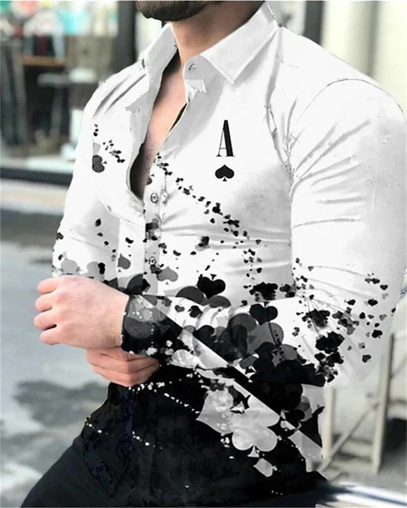 2023 New Men's Shirt Long Sleeve 3D Printed Lapel Button Spring and Autumn Mens Tops Prom Birthday Fashion Boyfriend Shirt S-6XL