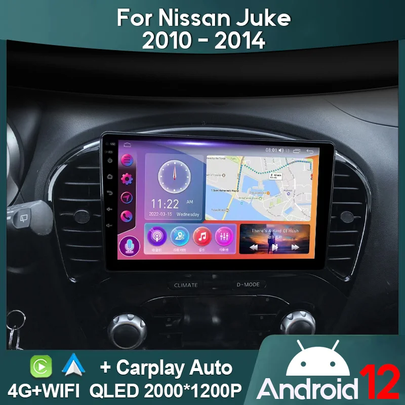 

MAMSM Car Radio For Nissan Juke 2010 - 2014 Android 12 Multimedia Video Player GPS 4G Carplay Autoradio 2K QLED Head Unit Stereo