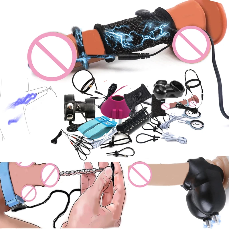 E stim Electrosex Penis Cock Ring Chastity Cage ,Electric Shocker Estim Cockring, Electrostimulation Glans Trainer Male Sex Toy