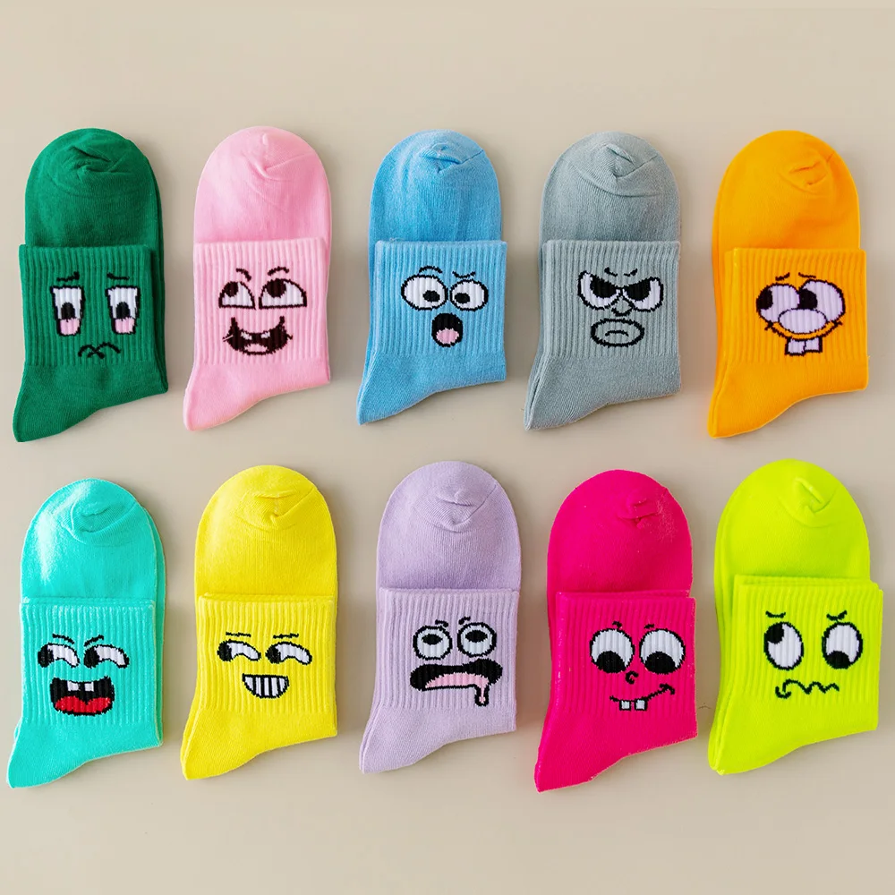 Double Smiles Candy Solid Color Socks Spring/Summer Cartoon Mid Tube Women's Socks Sports and Leisure 5/10