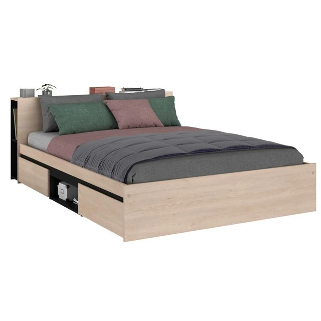 Estructura de cama de matrimonio roble ahumado 135x190 cm - referencia  Mqm-3203912