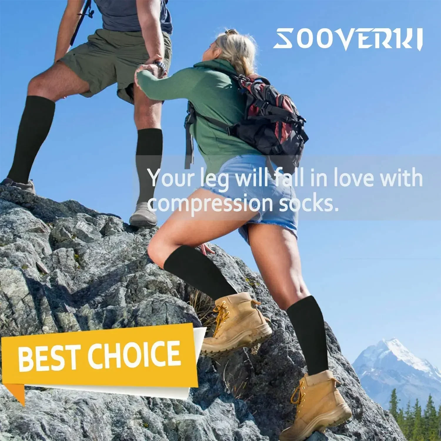 5 Paar Kompressionsstrümpfe für Herren, Laufsportsocken, kniehoch, 20–30 mmHg, medizinische Kompressionsstrümpfe für Ödeme und Krampfadern, Damen-Kompressionsstrümpfe – Detail 10