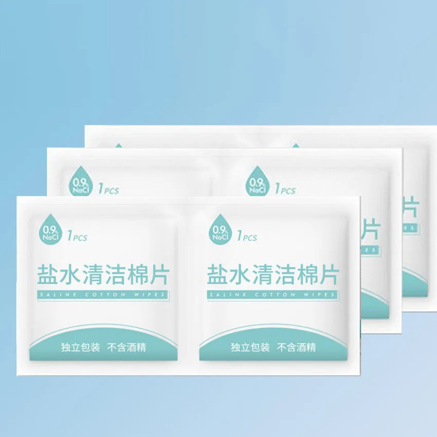 Outdoor Physiological Saline Cotton Pads 100 Pieces for Disinfection Household Wound Care Disposable Skin Cleaning And Care
