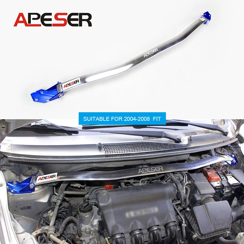 Front Strut Bar for Honda Fit 2004- Racing Car Engine Front Upper Tower Strut Bar Brace Modification Parts STB Anti-Roll