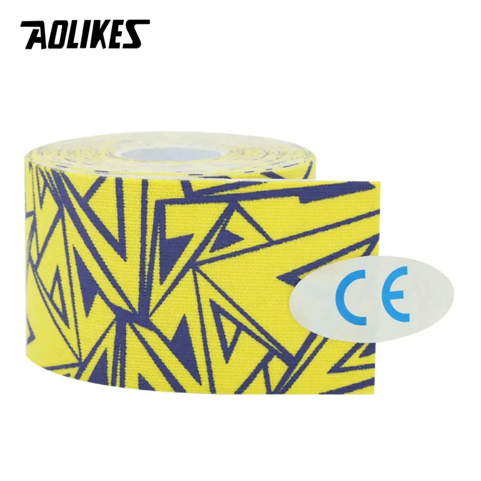 AOLIKES Kinesiology Tape Cotton 5CM Prints Sports Accessory Elastoplast Waterproof for Muscle Support Pain Relief