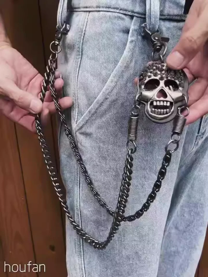 Big Ghost Head Pants Chain Gothic keychain Skull Head Bag Chain Punk Retro Waist Accessories