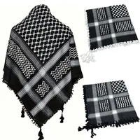 125*125cm Black White Adult Arab Keffiyeh Head Scarf Multiuse Middle East Wrap Shawl Jacquard Pattern Arabian Hijab