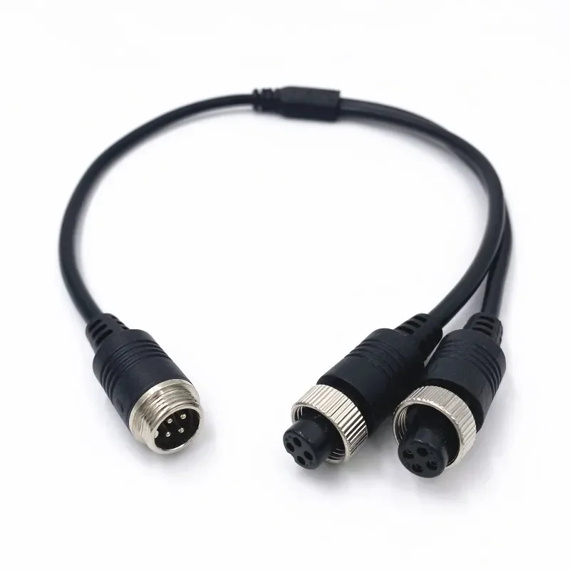 4 Types M12 4Pin Aviation Head to Aviation Head Male / Female Extension Y Splitter Cable Adapter for CCTV Camera Connector 1Pcs