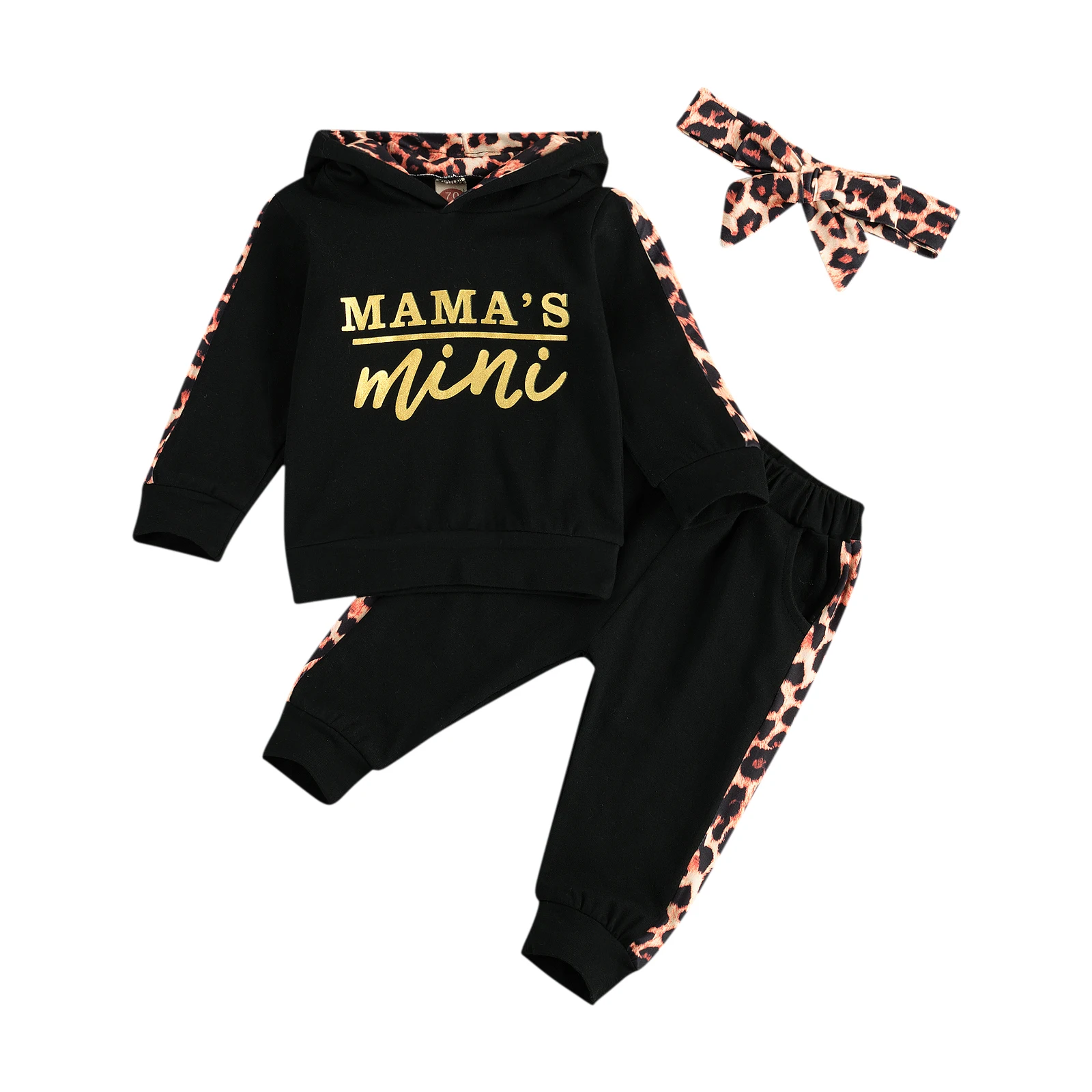 Baby Clothing Set Baby Girls Autumn Winter Clothes Tracksuit Letter Long Sleeve Hoodies Tops and Leopard Stitching Long Pants with Headband 3PCS Baby Clothing Set best of sale Baby Clothing Set