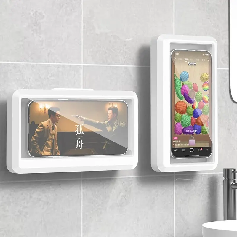 Bathroom Waterproof Phone Holder Home Wall Phone Case Stand Box