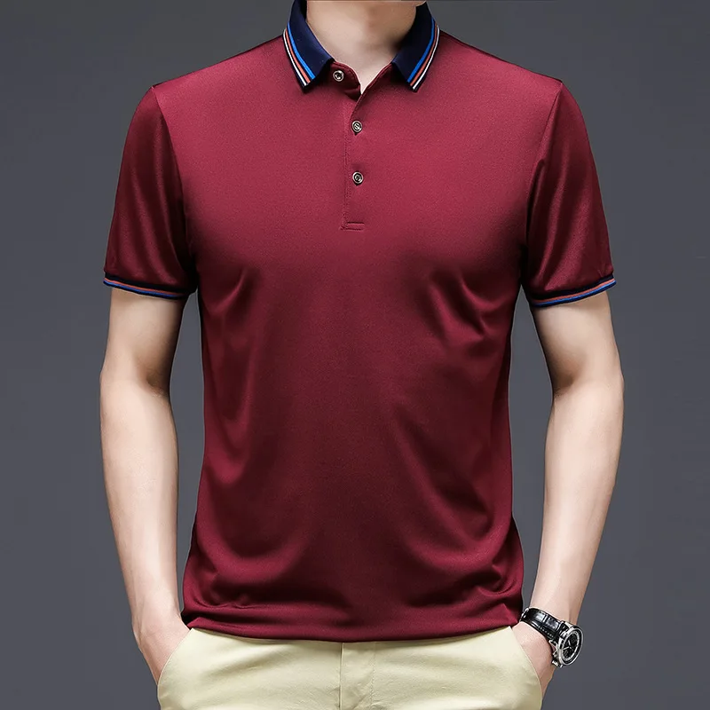 

Summer New Polo Collar Solid Color Business Casual Polo Shirt Short-Sleeved T-shirt Men's Clothing