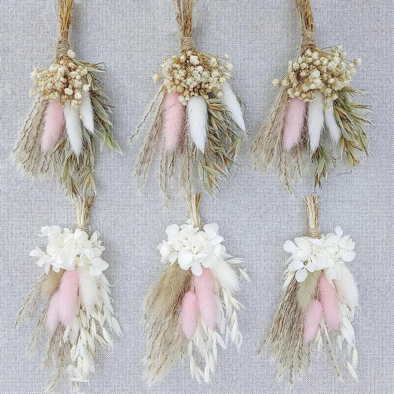 

10PCS/Set Mini Dried Flowers Bouquet Arrangement Table Decoration Letterbox Gift Pampas Bunny Tails Boho Corsage Wedding Decor