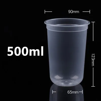 50pcs High quality disposable milk tea cup boba tea packaging plastic cups  360ML 500ML 600ML 700ML coffee cup with lid party - AliExpress