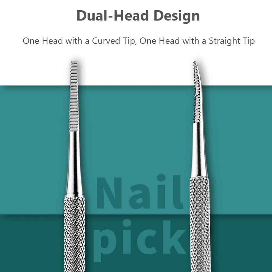 3Pcs Ingrown Toenail Correction Tool Set, Stainless Steel Double-Ended Nail Files, Paronychia Care, Foot Cleaning Tools 3