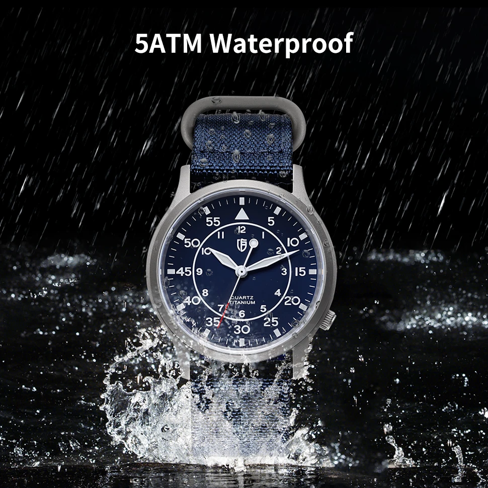 BERNY Men\'s Quartz Watch BERNY VH31 Super Luminous Sapphire Glass Fashion 5ATM Waterproof Titanium Men\'s Vintage Pilot Watch