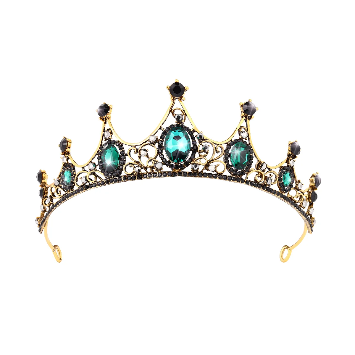 

Baroque Green Crystal Tiara Crowns for Women Wedding Engagement Marriage Alloy Princess Queen Crown Hairwear Hair Accessories