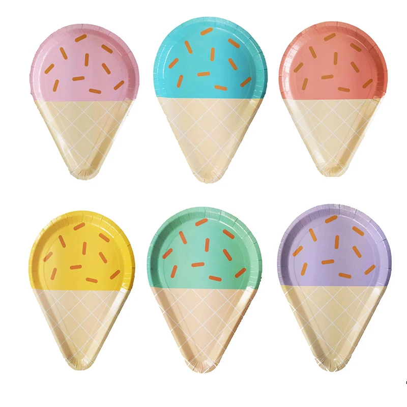 Summer Theme Activities Ice Cream Series Party Decor Disposable Tableware Paper Plates Cups Birthday Baby Shower Gather Supplies