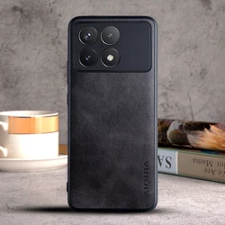 Elegant Luxury Vintage Leather Phone Case - Premium Protective Cover for Poco F6 (Black)