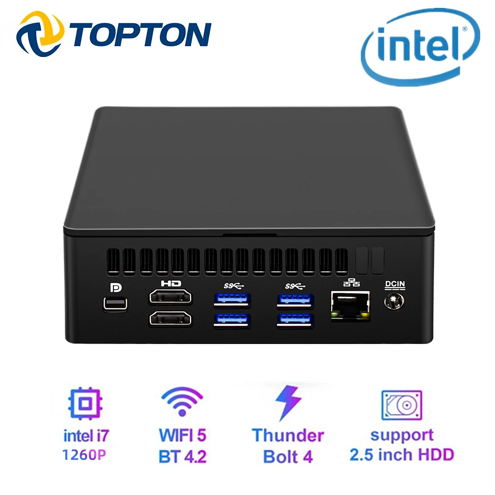 Topton 12th Gen Intel i7 i5 NUC Gaming Mini PC Compact Mini Computer 8K