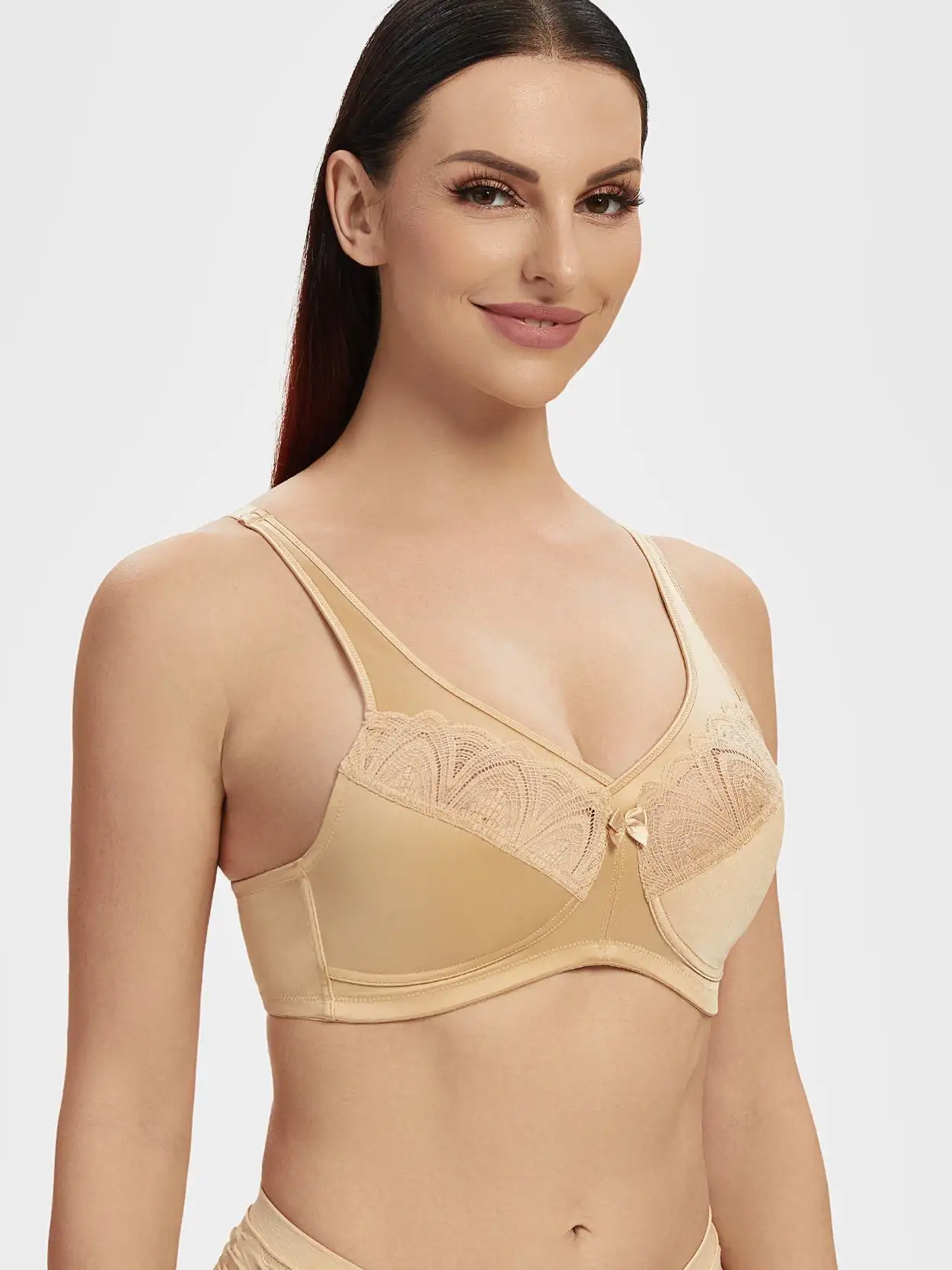 

Women Full Coverage Wirefree Bra Plus Size Lace Underwear Fashion Hollow Out Bralette Sexy Push Up Anti-Sagging Lingerie Brassie