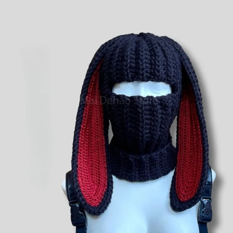 

2024 New Adult Men's and Women's Knitted Hat Masquerade Christmas Gift Rabbit Cartoon Knitted Warm Ear Protective Wool Hat