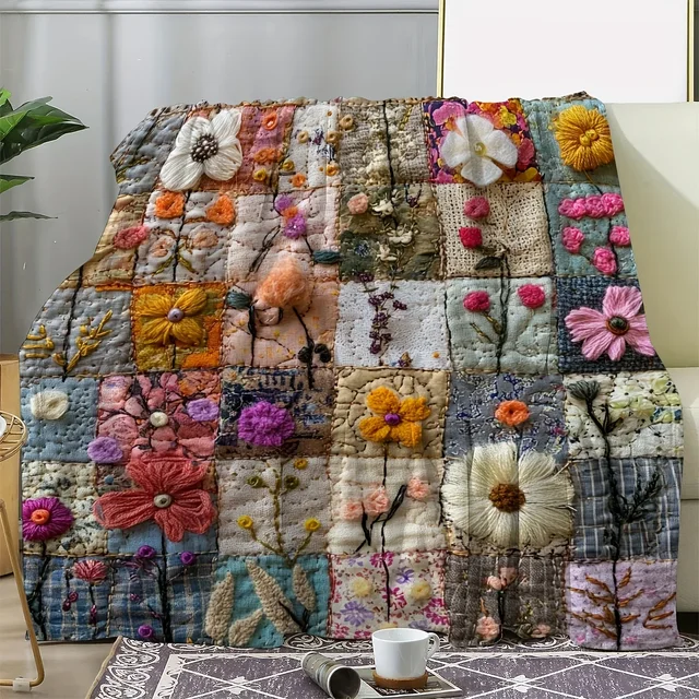 Vintage Floral Flannel Blanket 6