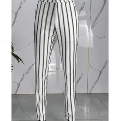 Spring Summer Elegant Fashion Harajuku Slim Fit Trousers Loose Casual All Match Casual Pants Stripe Pockets Straight Leg Pants